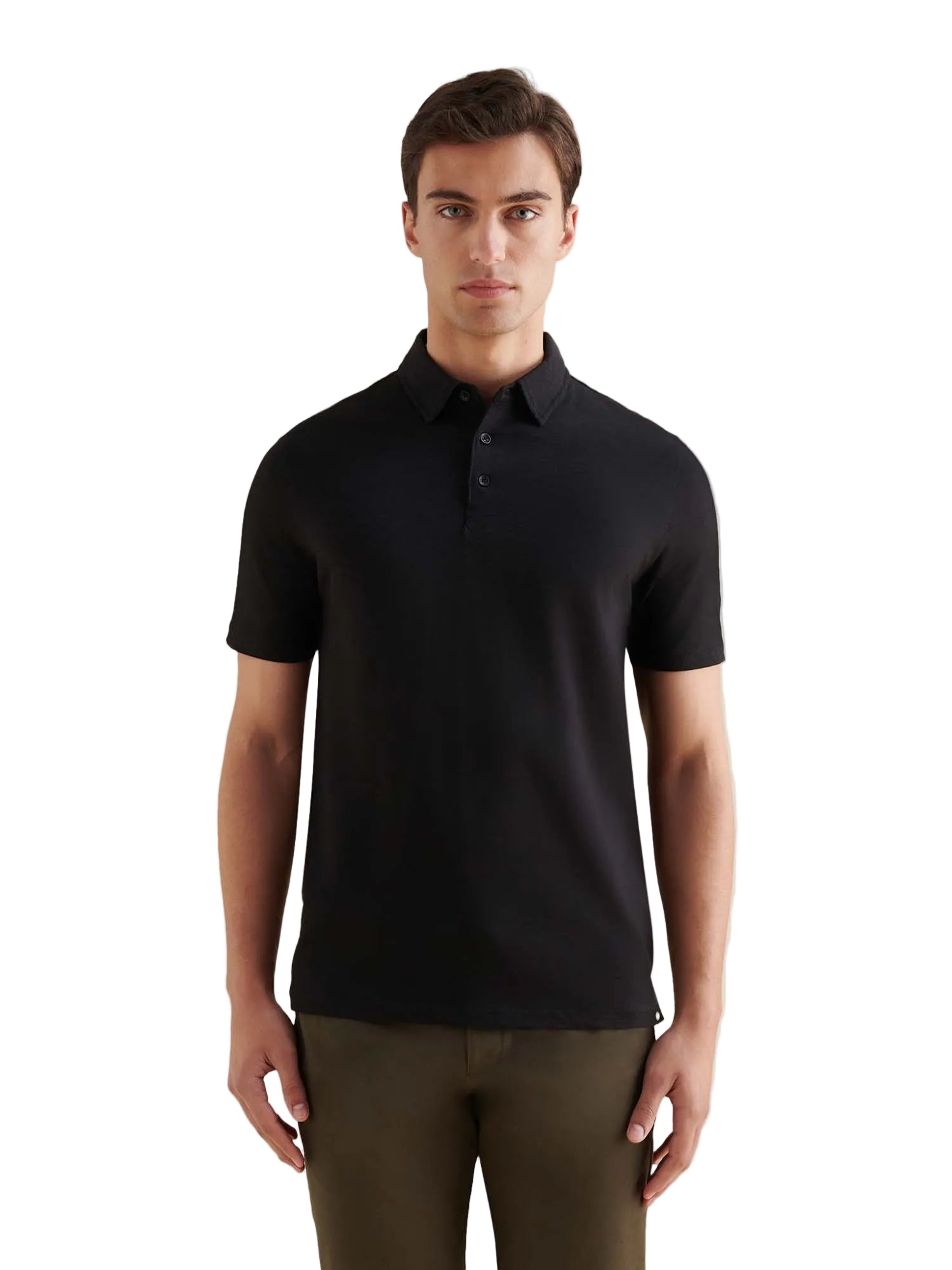 Peckham Rye Slub Black Polo Shirt